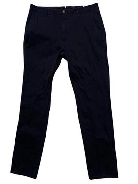 Mott & Bow Chino Pants Mens Size 34 Flat Front Stretch Navy Blue